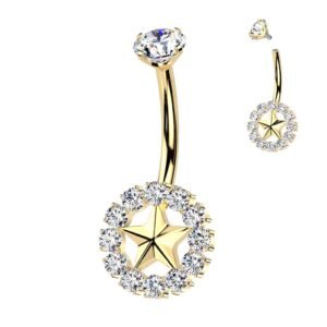 OMBLIGO ESTRELLA CON BORDES EN CIRCONES TITANIO TIN51