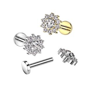 LABRET FLOR PAVE TITANIO TIL295